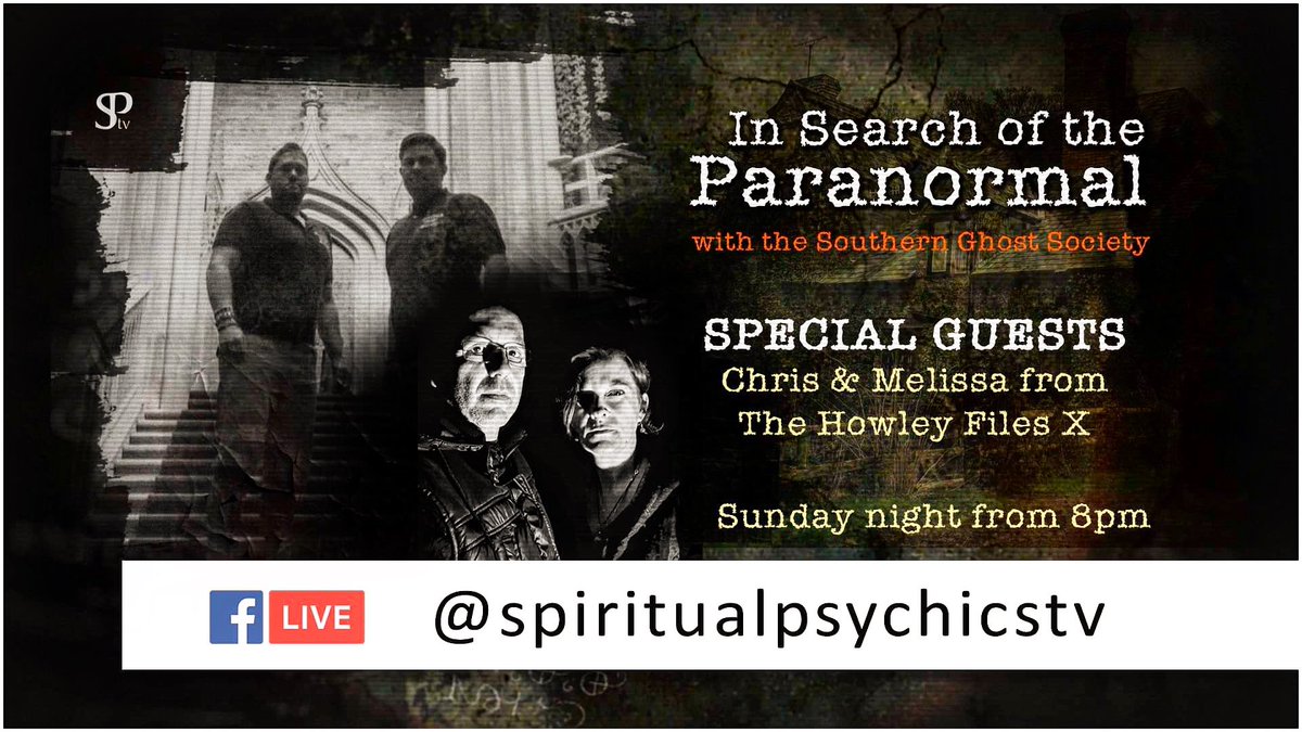 Southern_Ghost's tweet image. We are live again tonight on Facebook and YouTube with our show ‘In Search Of The Paranormal’. tonight’s guests are @chrishowley_ and Melissa from @HowleyFiles. We look forward to having the guys on the show as well as any questions you have.....join us if you can from 8pm.