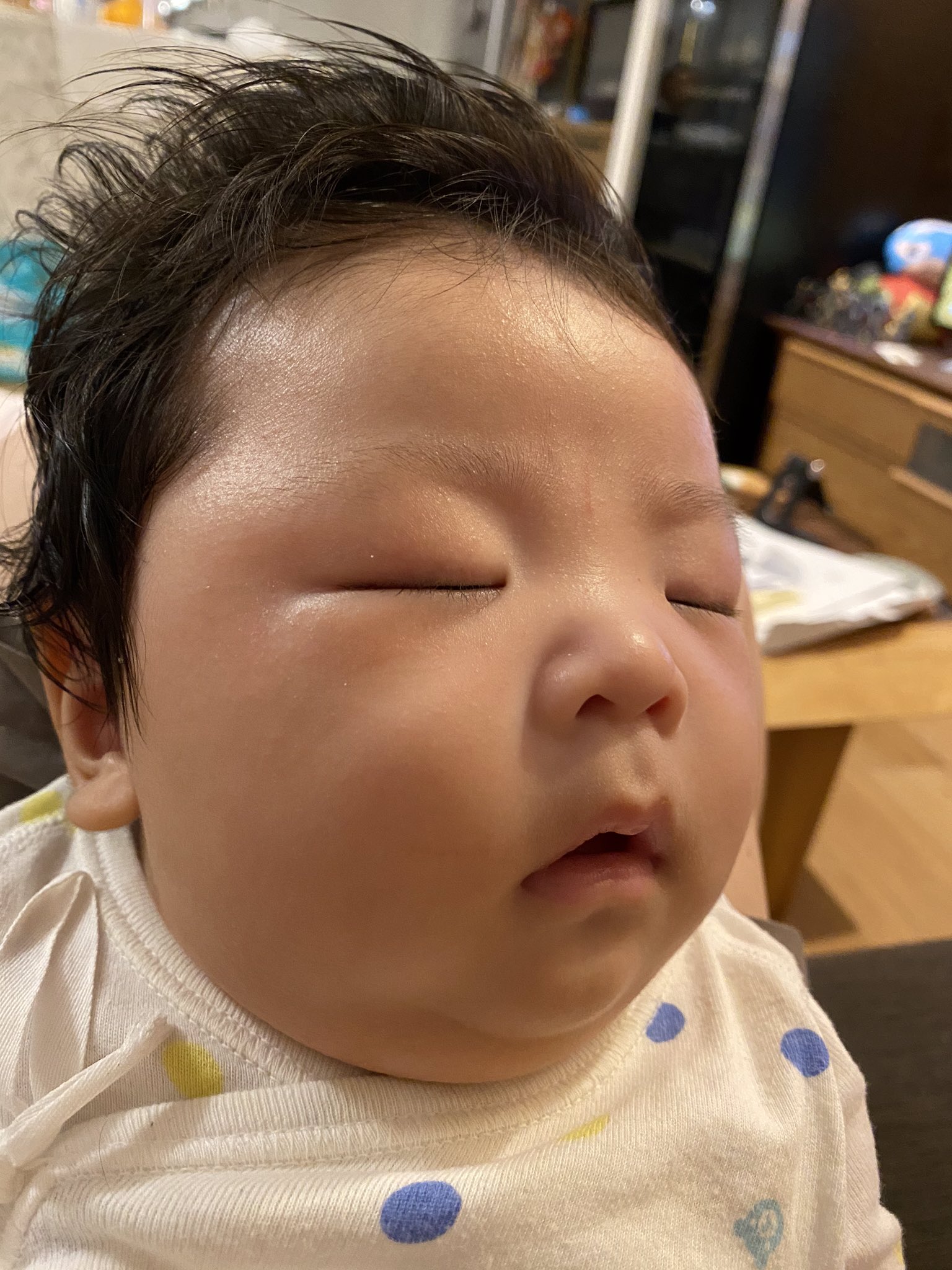 やなあ ぅ 生後1ヶ月と2ヶ月の写真 ミルク太りで三笠副頭取の貫禄でてきた T Co 127bv8puzl Twitter