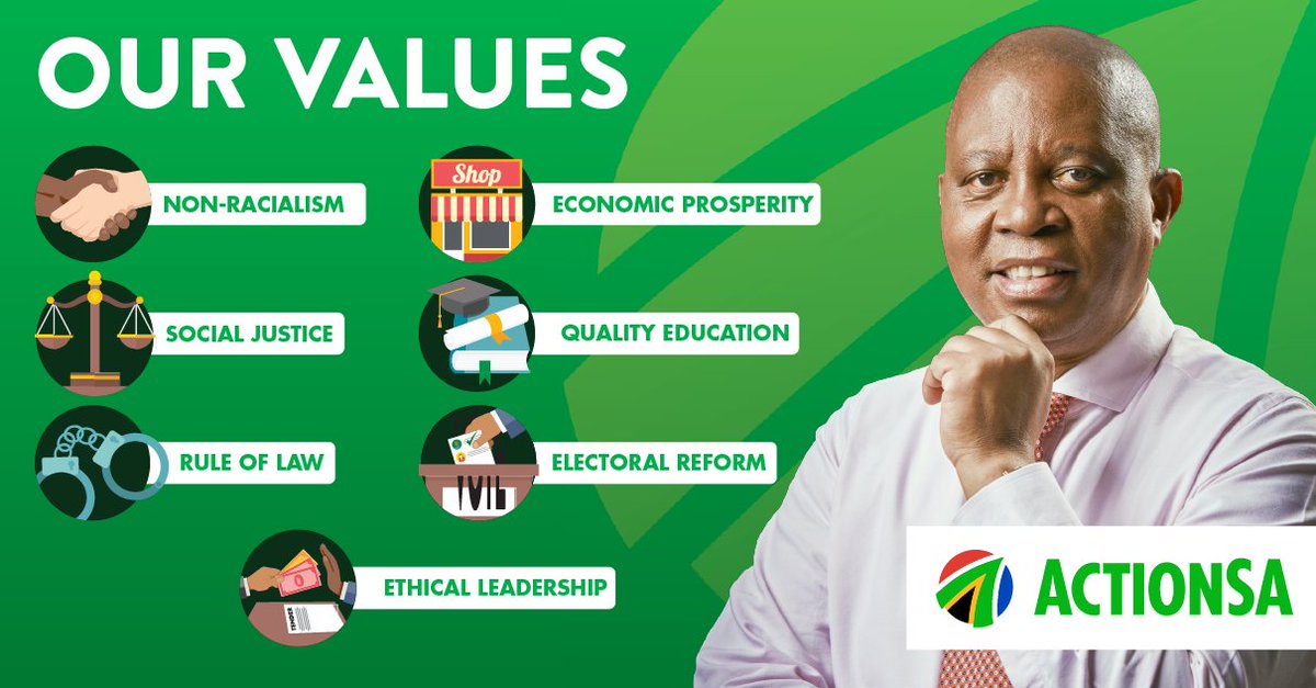 Action4SA's tweet photo. Good morning South Africans. 

A reminder of our seven core values. 

"These are the values which, together, we have carved into the foundation of bedrock upon which our vision for South Africa will be built." - President, @HermanMashaba

#ActionSA 🇿🇦☝🏾 https://t.co/YPjgYxCBGE