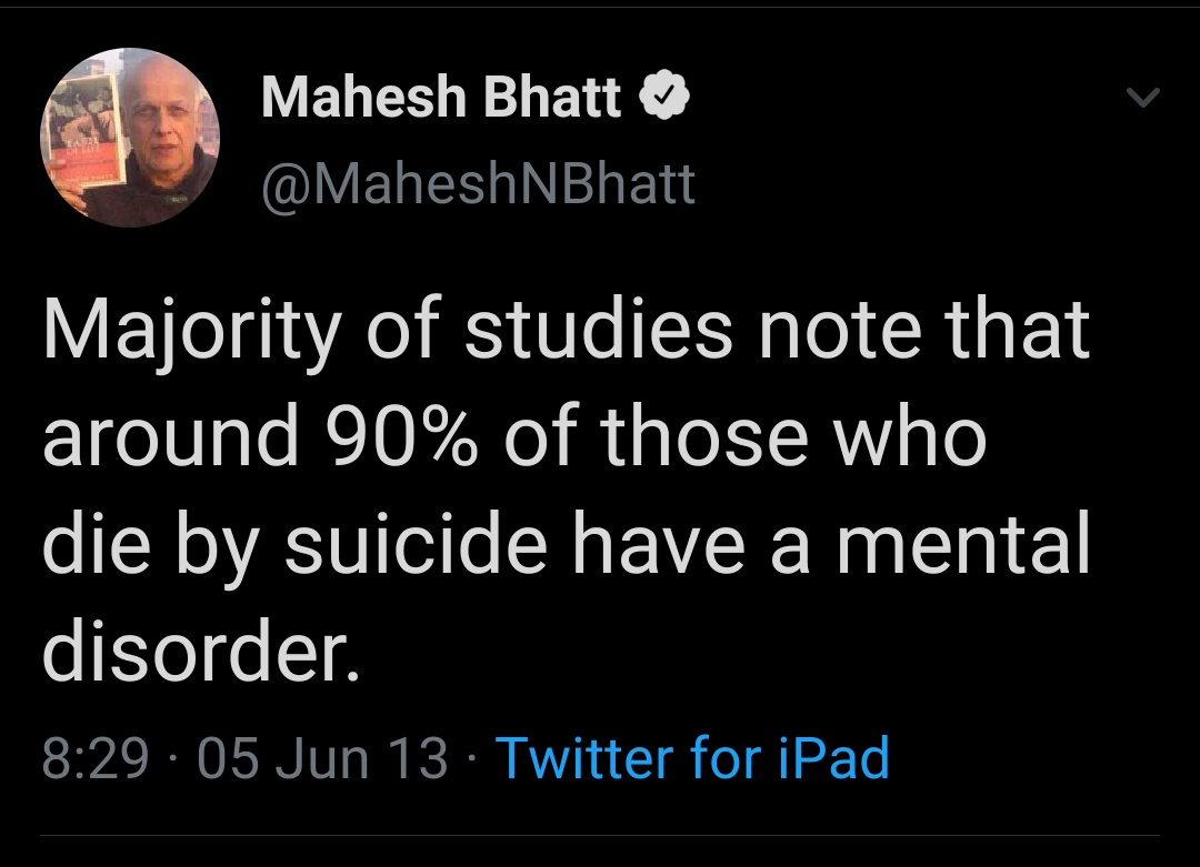 It should have been investigated why this person quickly gave lessons about Suicide & Depression soon after Jiah's mysterious death @JiahKhanJustice He made so many tweets during that time. What was his agenda ? Did someone ask him to do it ?All his tweets in this thread