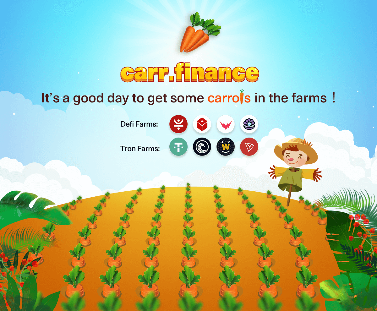 CarrotFinance's tweet photo. It's a good day to get some #carrot using your #USDt, #JST, #Pearl today. More pools to come. https://t.co/l59y4qaDe6