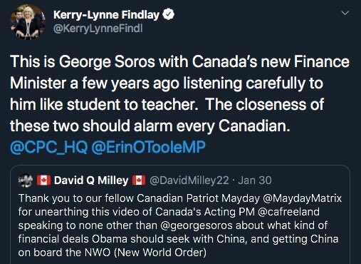 This was tweeted by the Conservative MP representing the South Surrey-White Rock,  @KerryLynneFindl The MP later apologized for retweeting a video on this tweet that was harvested from a hate site. Hardly a fulsome unambiguous apology for composing & disseminating  #AntiSemitism