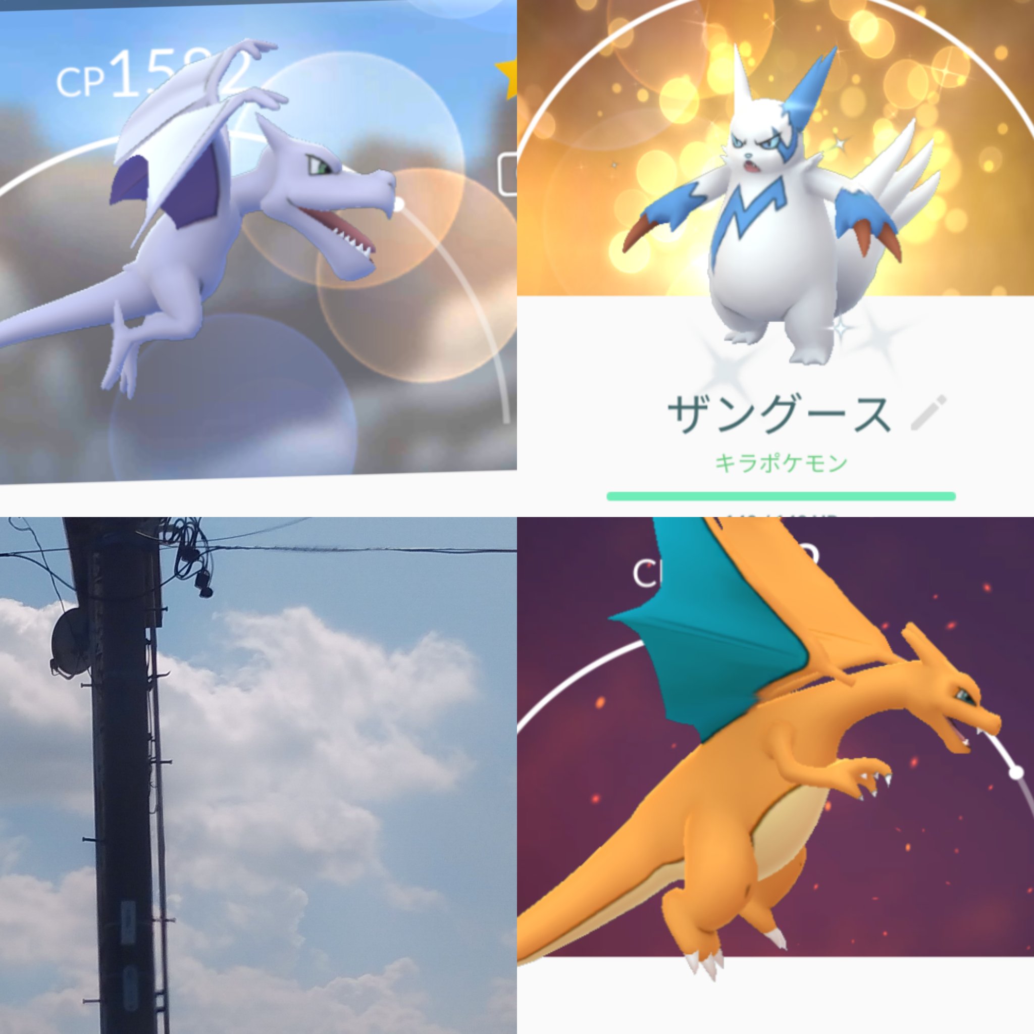 Saku 主人とキラ交換 前々から決めてた 色違いのザングース リザードンの横顔っぽい雲 主人はプテラに見えるそう ポケモンgo T Co Rj4g5q33cv Twitter