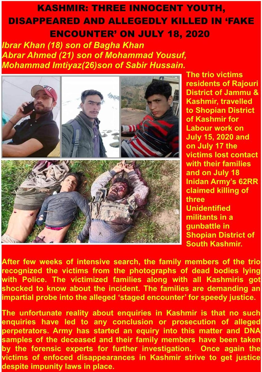 Today on the International Day of Disappeared, APDP commemorates more 8000 victims of Enforced Disappearances in Jammu &amp; Kashmir &amp; demands truth, Justice &amp; reparations for thousands of victim families! <a href="/AFAD_Updates/">AFAD</a>, <a href="/UNHumanRights/">UN Human Rights</a>, <a href="/WGEID/">UN Working Group on Enforced Disappearances</a>, #IDD2020StandwiththeDisapeared
