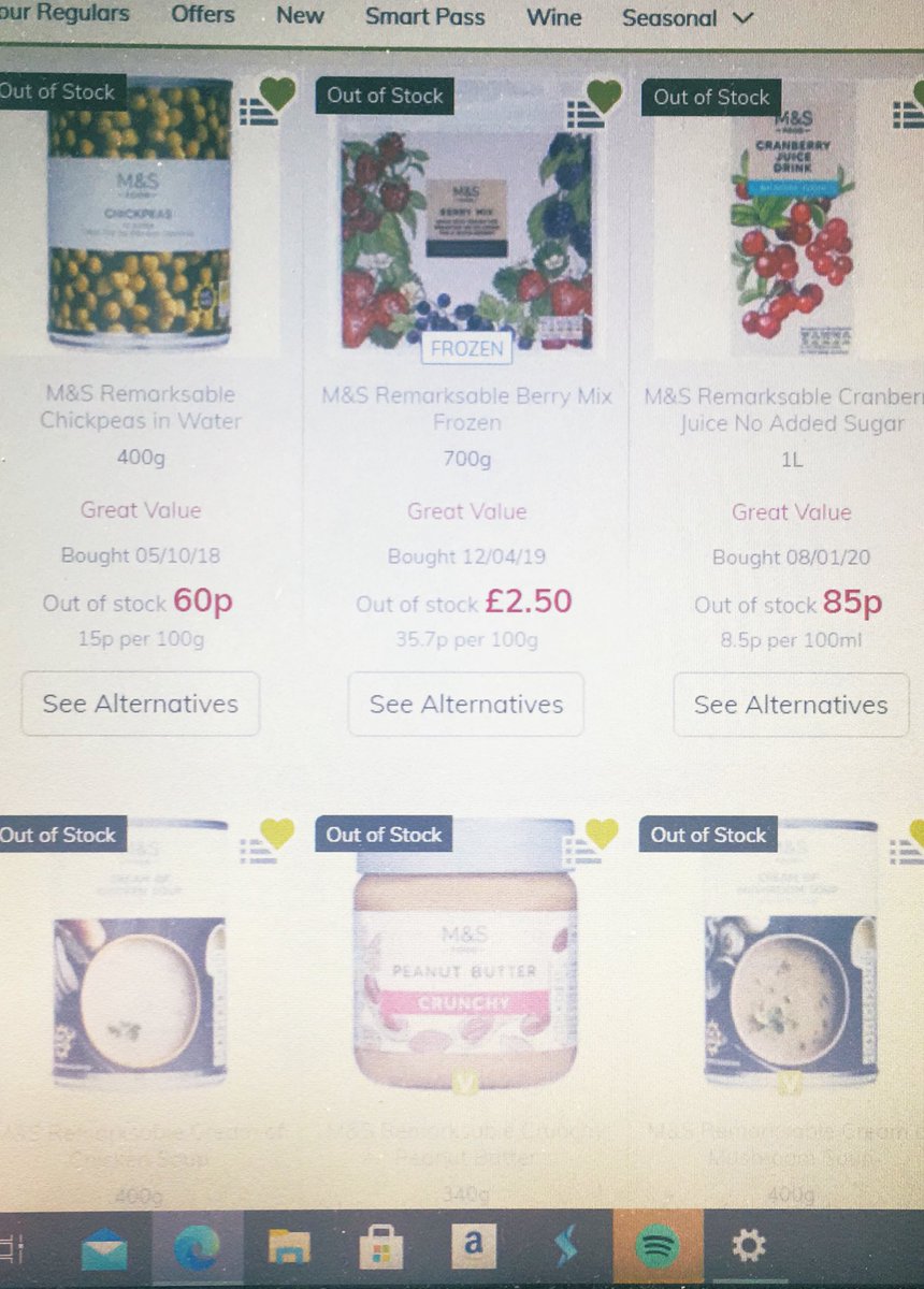 What’s going on <a href="/Ocado/">Ocado</a>? This new <a href="/marksandspencer/">M&S</a> launch isn’t going very well is it?! Absolutely everything I want to buy is out of stock. In 15 yrs as a Pass member, I’ve never seen anything like it, even in early lockdown. And it’s all soo expensive!