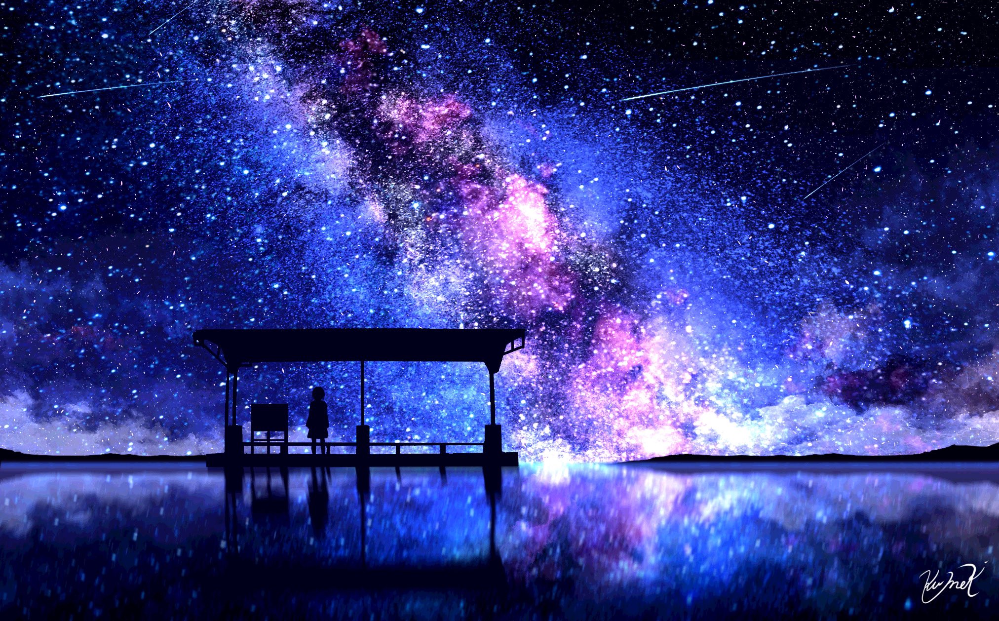 クメキ 誰か優しい人が拡散してくれてフォロワーさんが増えるらしい 夕焼けや星空のイラストを描いています T Co Cagnmcznpu Twitter