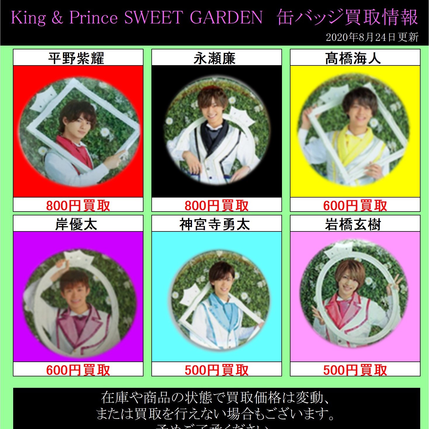 King&Prince SWEETGARDEN PVC 缶バッジ 平野紫耀 新品