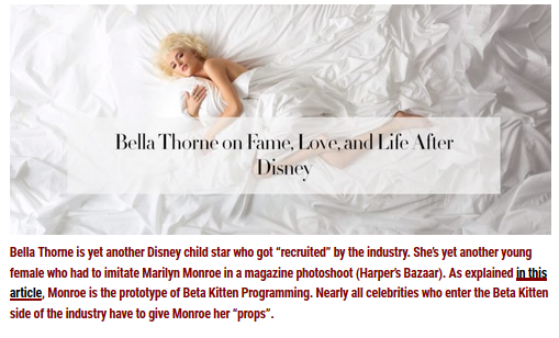 3. Of course Bella Thorne has done the Marilyn Monroe shoot, almost compulsory for Monarch mind controlled slaves...  #BellaThorne  #MarilynMonroe  #Monarch  #MindControlledSlave  #MonarchSlaves