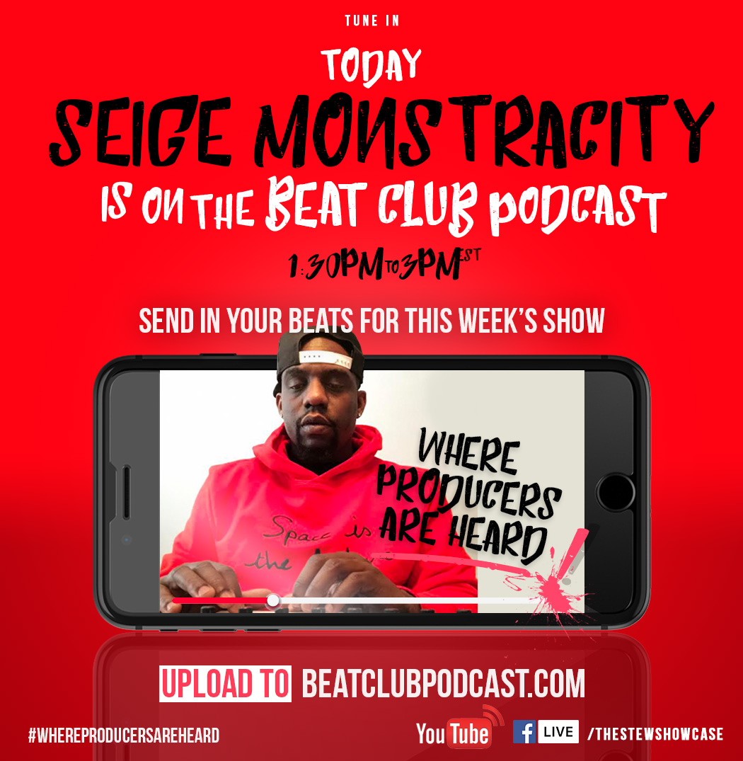 beatclubpodcast's tweet photo. Today on the Beat Club Podcast...
@SeigeMonstrahs 

Retweet if you're sending in heat in for the show.
Upload at https://t.co/rNkCAzEopq (mp3s only)

#whereproducersareheard
#producerlife | #SeigeMonstracity https://t.co/bN9c2JG2vl
