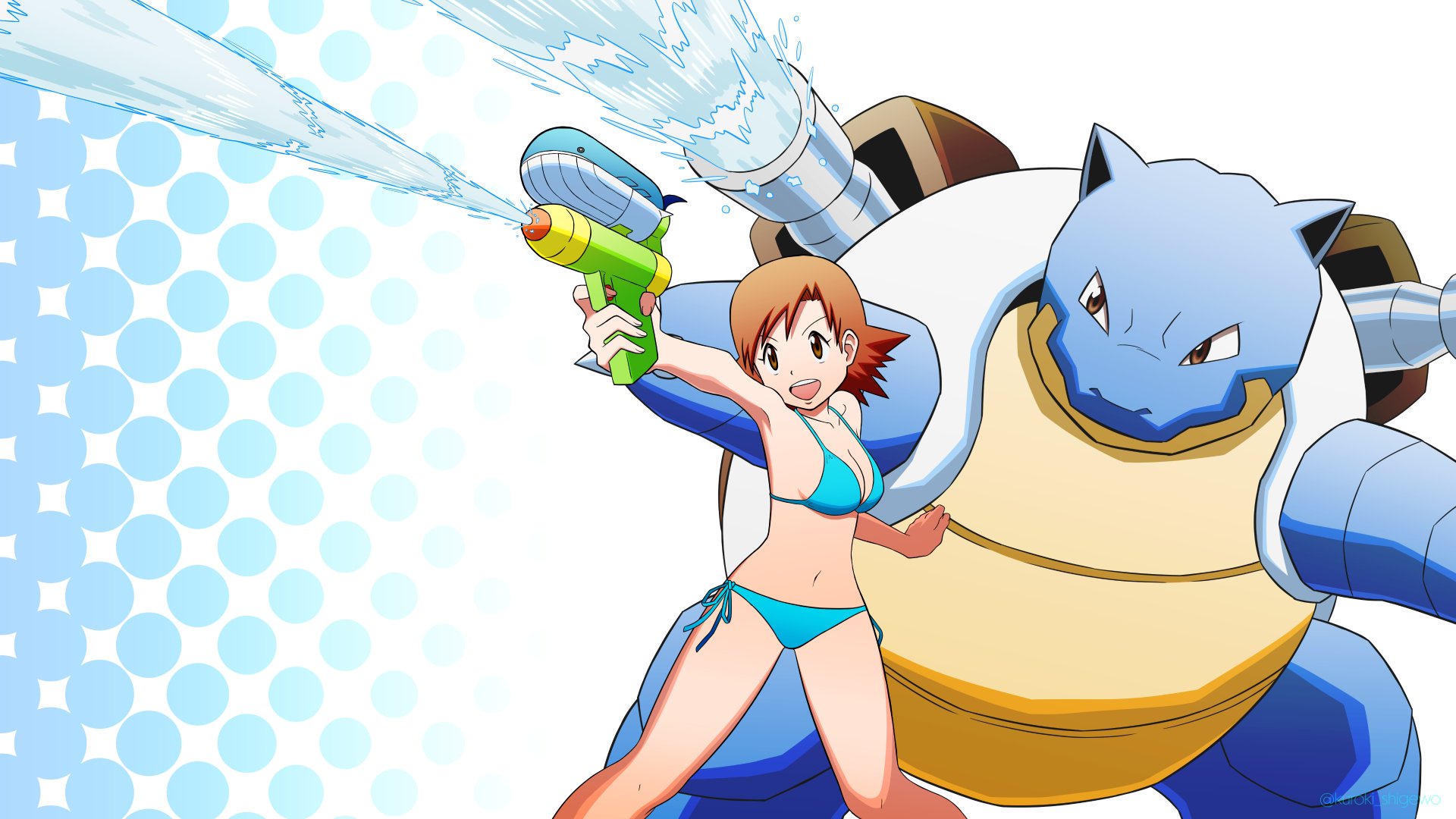 Twitter 上的 黒木シゲヲ アニポケ連作 投稿完了 ビキニのおねえさんとカメックスを描きました 元ネタ ゲーム ポケモン ポケモン ポケットモンスター ビキニのおねえさん カメックス みずタイプ ポケモントレーナー 水鉄砲 夏 イラスト