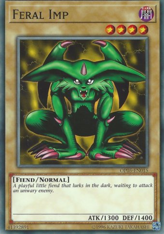 Day 23: Today we have another of Yugi's earlier cards. We have the "Feral Imp" or as I called it "Phoro inth".I'll be real with you guys, I actually had no idea what the name was supposed to be until I just Googled it then so I understand how I got this one so wrong.