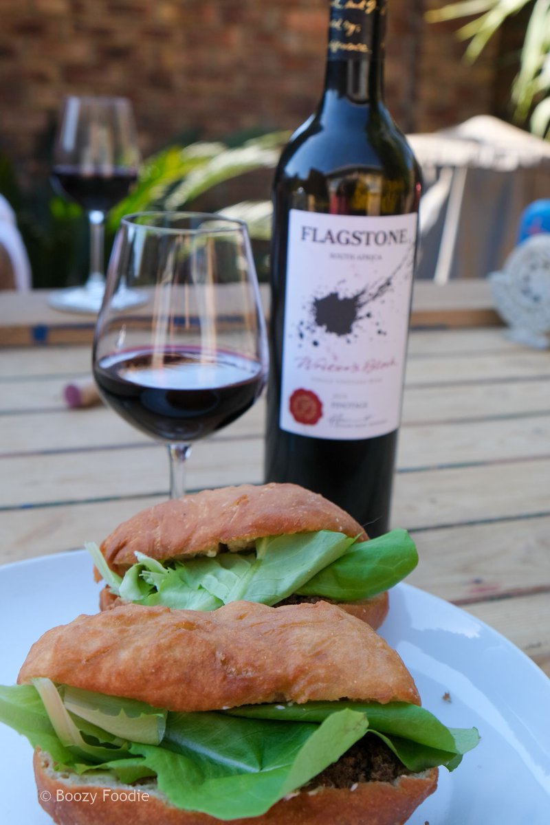 Boozy_Foodie's tweet photo. #NationalVetkoekDay #NationalAmagwinyaDay An uniquely South Africa celebration! 
@le_bon_sauvage_ made #Vetkoek with biltong, cream cheese and lettuce.  Enjoyed with @flagstonewines Writer's Block #Pinotage 
A feast for the senses! https://t.co/ZarCvCVOBy