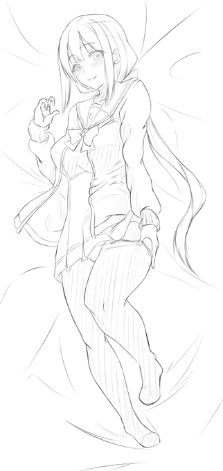 東郷さんの抱き枕風イラストのラフ
どれを塗るか決めてる時が一番楽しい。 