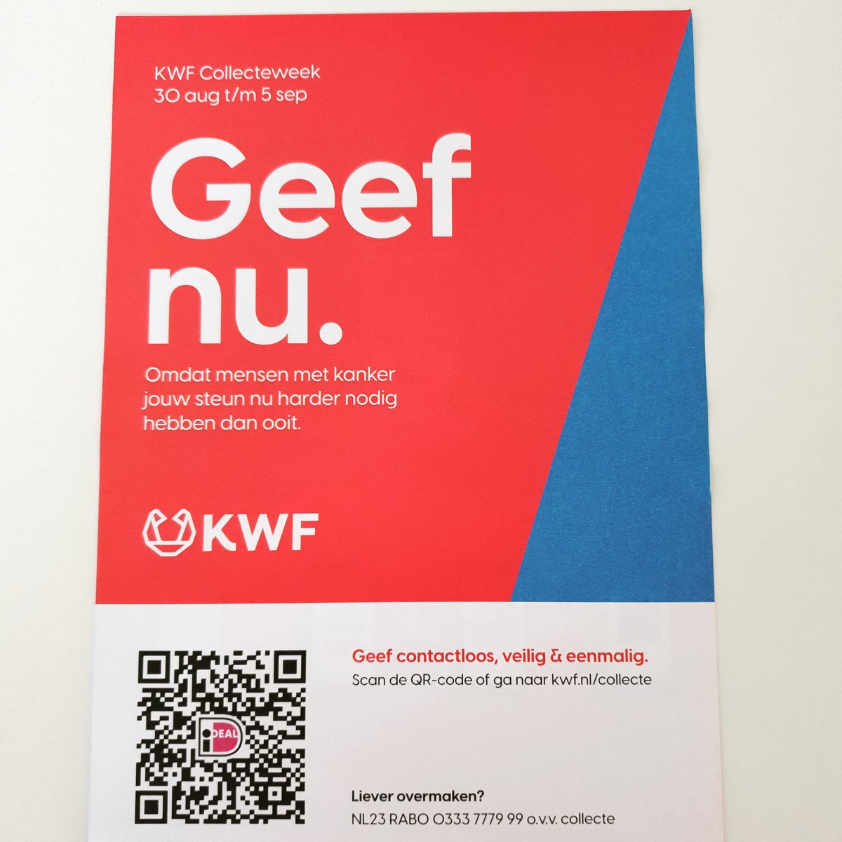 We zijn begonnen! Elke euro die kan worden besteed aan een beter #perspectief voor #patiënten en hun naasten helpt! Laten we samen deze week een mooi bedrag ophalen. Geef! Eenmalig of word vaste #donateur. #kwfdenhaag #collecteweek #KWF #donatiekaarten #qrcode