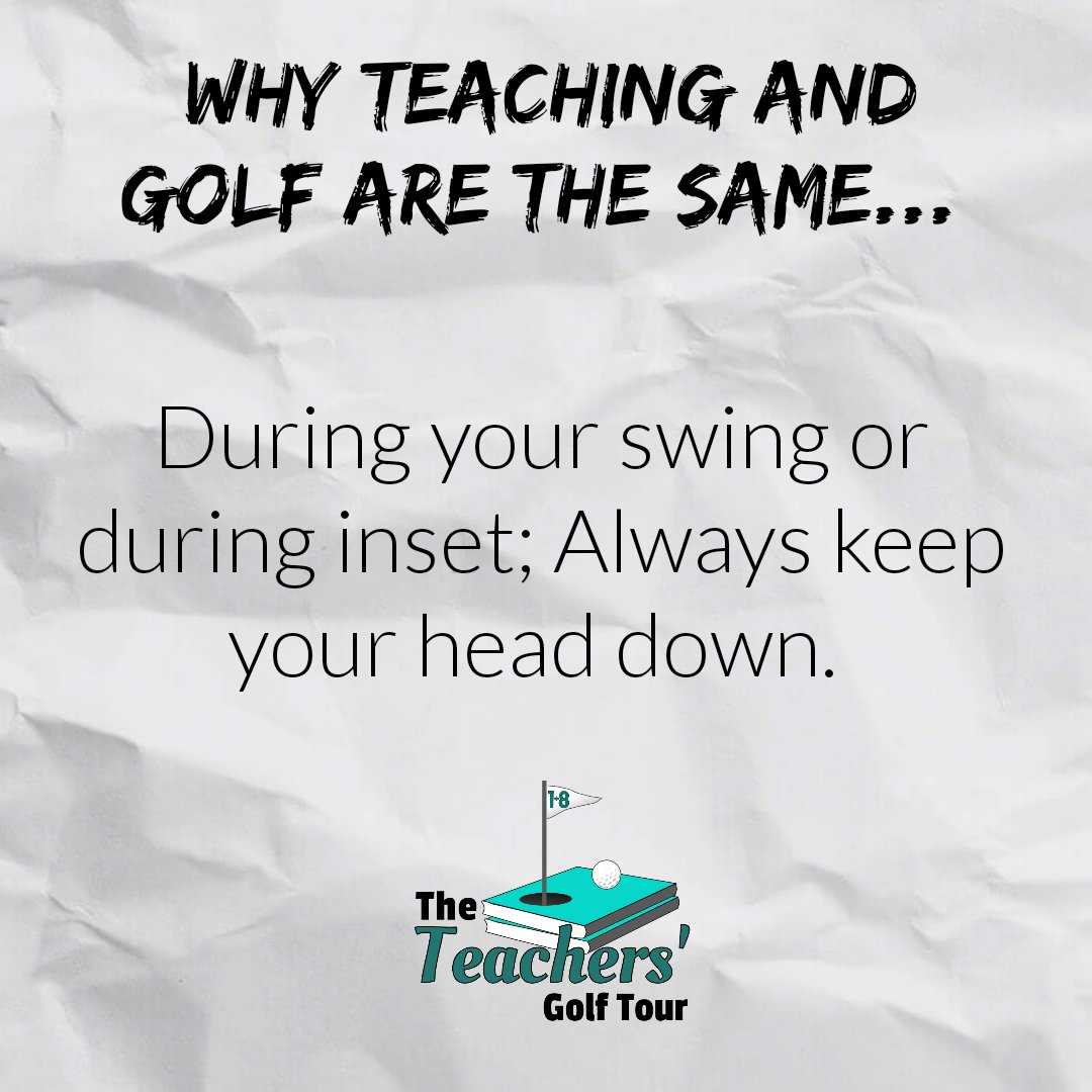 Why teaching and golf are the same part 1.
Who keeps their head down during inset and who volunteers to write for the group? 🙋🏻‍♂️🙋🏽‍♀️😂 #IShouldntWriteIveGotMessyHandwriting #Excuses #Teachers #Golf <a href="/TeachersPLN/">#TeachersPLN</a> @ShareLearnT <a href="/FFBteachers/">#FFBteachers</a> @pe_toolkit #inset #backtoschool #edutwitter