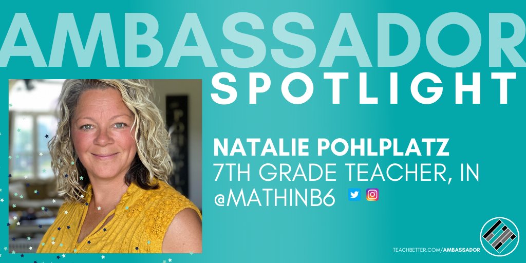 teachbetterteam's tweet photo. Teach Better Ambassador Spotlight! We’re so proud of the work @MathinB6 has been doing and wanted to share her awesomeness with all of you! Give her a follow &amp; a shoutout!
Natalie Pohlplatz
7th Grade Teacher, IN https://t.co/PCLmTGAoO3