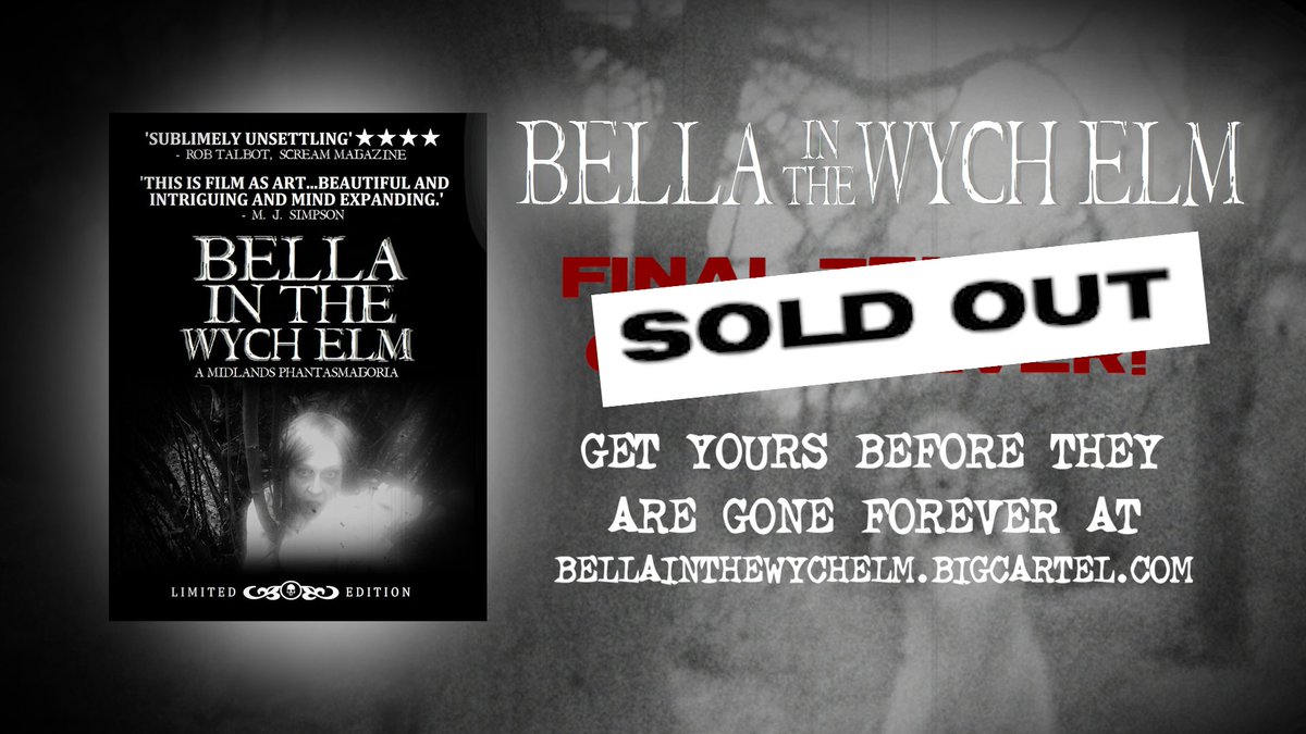 AND THEY'RE GONE! Many thanks to each and every one of you who purchased one or more copies of the DVD and to those who shared and supported the limited edition DVD far and wide. We hope you enjoy the film and the postcards! #wychelmbella #folkhorror #truecrime #indiefilm