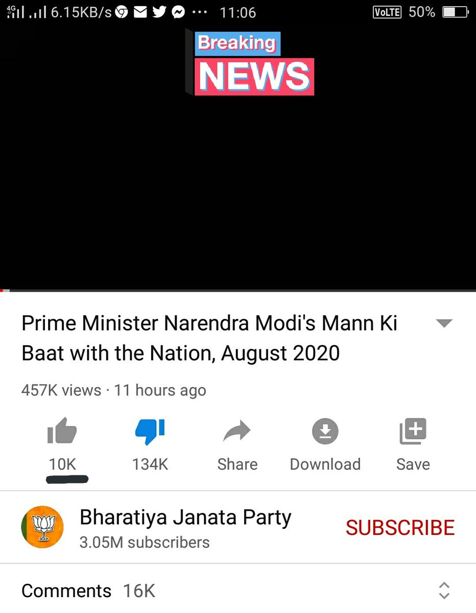 kaajalActress's tweet image. 11.19          PM           11.06

134 k dislikes          134 k  dislikes
11 k    likes               10 k    likes
19k comments       16K comments

Do your math 😏
#WeakestPMModi