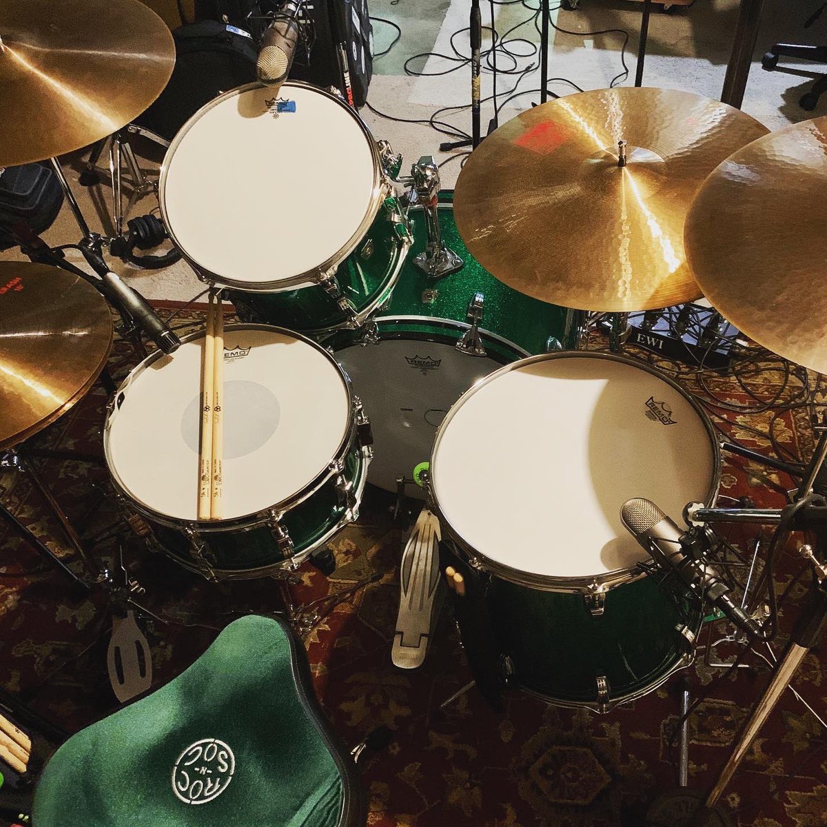 In the studio with #RebelsFox out in the NC foothills. #deadpeasantstudio #countryrock #loscabosdrumsticks #LCDArtistFam #tnrproducts #tnrproductsartist #ludwigdrums #paistecymbals #remodrumheads