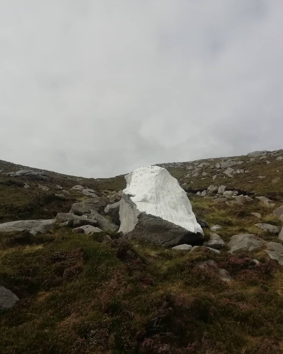LiamStrachan27's tweet photo. RAF RG843 wreck site from June 1950 on Croaghaun Mountain, Achill, Co. Mayo.

A rock painted white by the families of the 8 crew lost in the crash marks the spot where the converted WW2 bomber's 4 Bristol Hercules radial engines now remain. 

Nice hike with interesting history. https://t.co/iisFs8jPDL