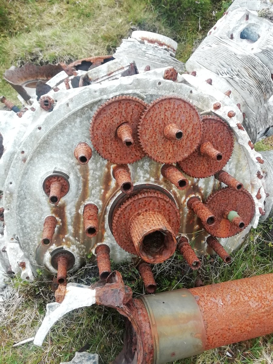 LiamStrachan27's tweet photo. RAF RG843 wreck site from June 1950 on Croaghaun Mountain, Achill, Co. Mayo.

A rock painted white by the families of the 8 crew lost in the crash marks the spot where the converted WW2 bomber's 4 Bristol Hercules radial engines now remain. 

Nice hike with interesting history. https://t.co/iisFs8jPDL