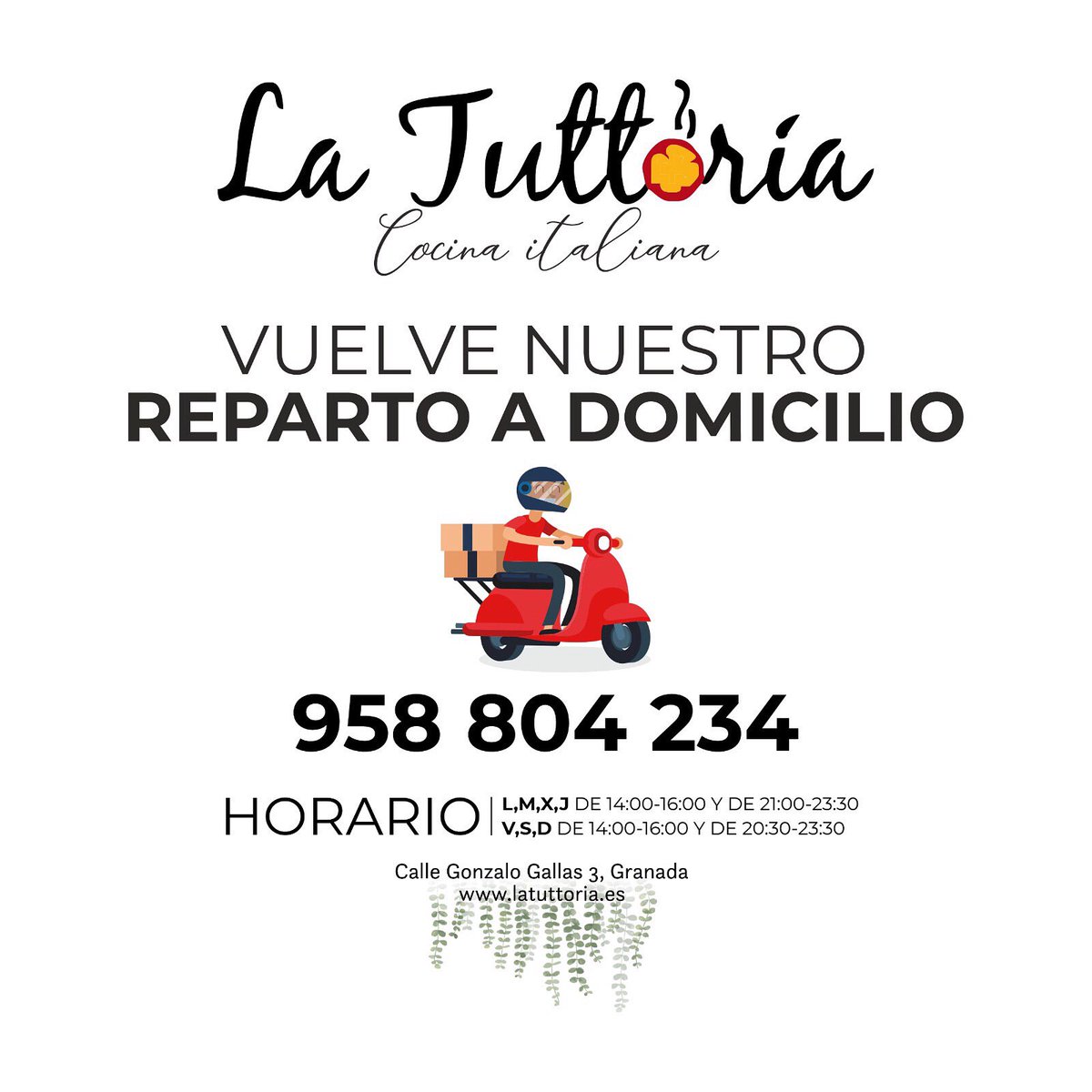 LaTuttoria's tweet photo. ¡VOLVEMOS A REPARTIR!
#repartoadomicilio #latuttoría #comidaitaliana #turismogranada https://t.co/NSxCwzDppA
