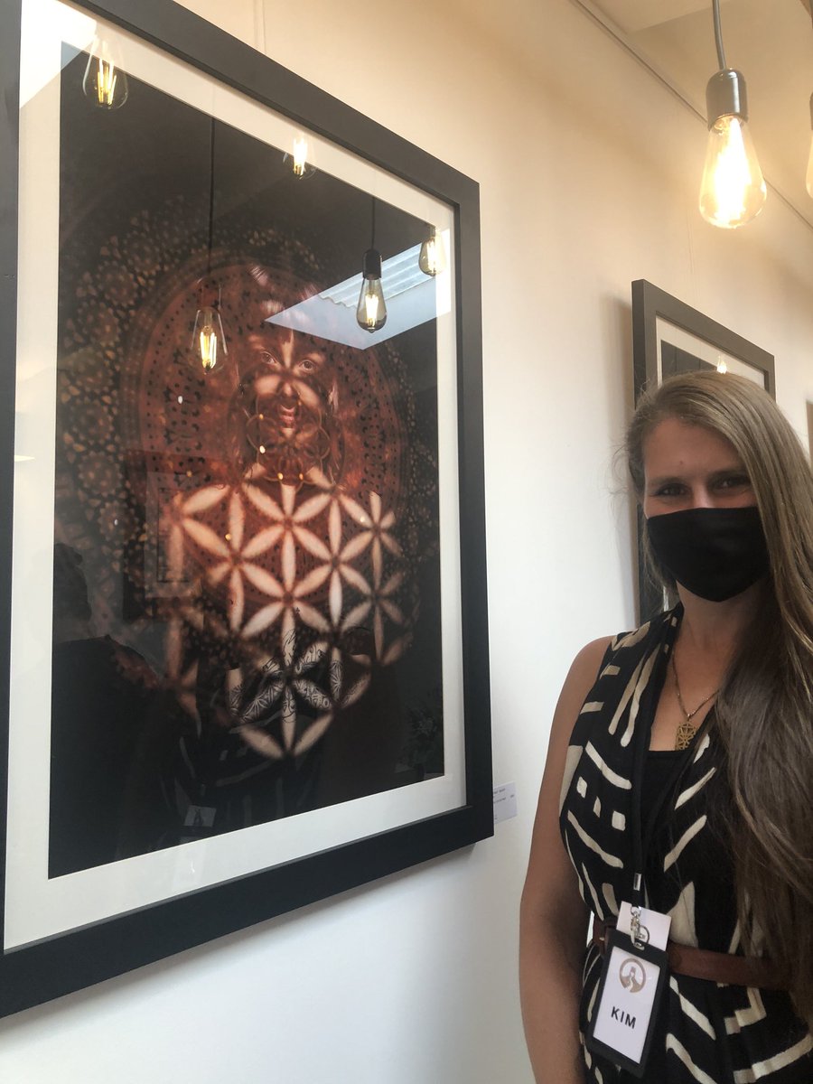 HeartofTheTrib3's tweet photo. One of our Core Artists Wil I Om and Gallery Manager Kim Von Coels with their work #glastonbury #heartofthetribe https://t.co/h6HUvkyv4e