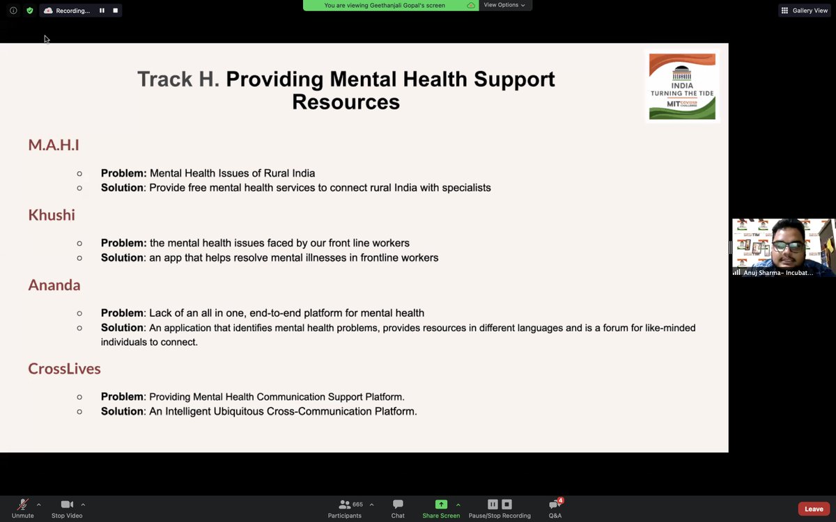 freddytn's tweet photo. Congrats Track H Winners: Providing mental health support resources
#MITCOVID19Challenge #IndiaTurningtheTide
@MITvsCOVID19
#healthcare #innovation #socialgood #socialinnovation
#covid #COVID19 #coronavirus
@MIT @mithackmed @EshipMIT @MIT_Innovation https://t.co/xqdy8zKp9w