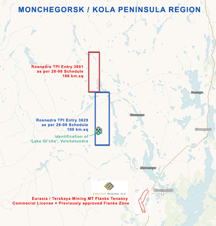  #EURASIAMINING  #EUA Back from a couple weeks holiday, not much to really get too excited about (other than the MT Flanks License). Just looking further into the recently speculated Volchetundra 'exploration' applications, was curious to see the geographic outline of the proposed