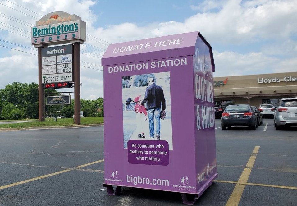 ThinkBigMo's tweet photo. A big thanks to Remington's Corners for providing a new location for one of our donation bins! https://t.co/Hkm4ZPI38Q