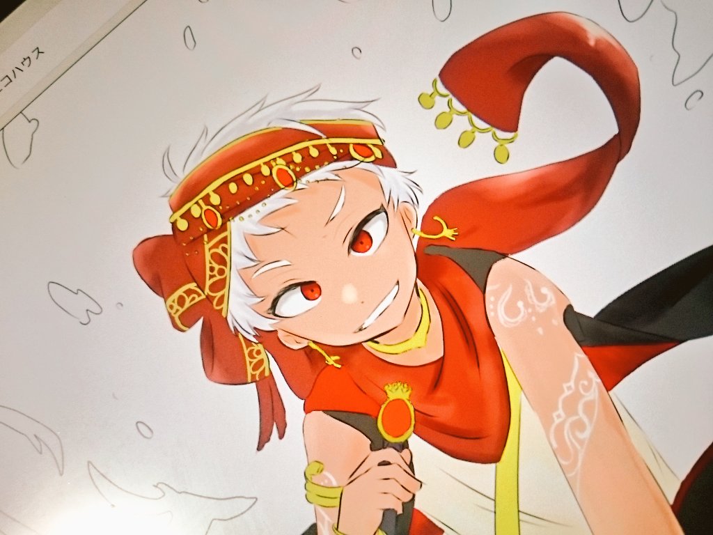 ツイステ ウルトラスーパーかっこいいカリムくんを描きたいんですけど塗りが下手くそ芸人すぎて はとしまのイラスト