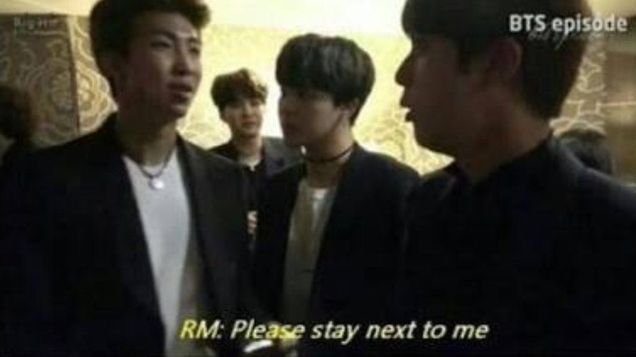 So its no surprise that when their first big brush with the american red carpets came, he once again asked Jin to stay next to him, and stay Jin did.