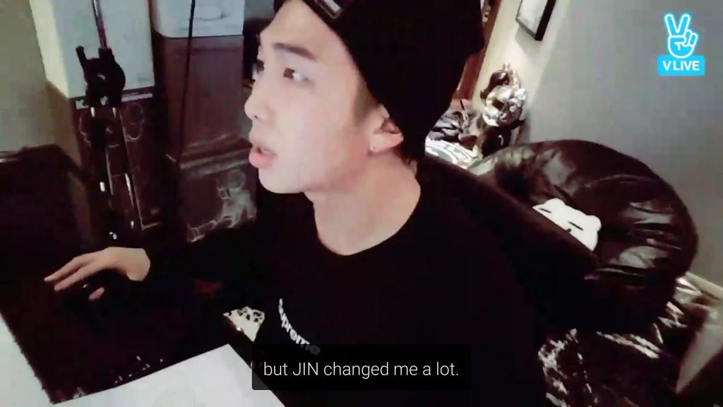 Namjoon has always been vocal about Jin& #39;s influence on him and how much he changed him.