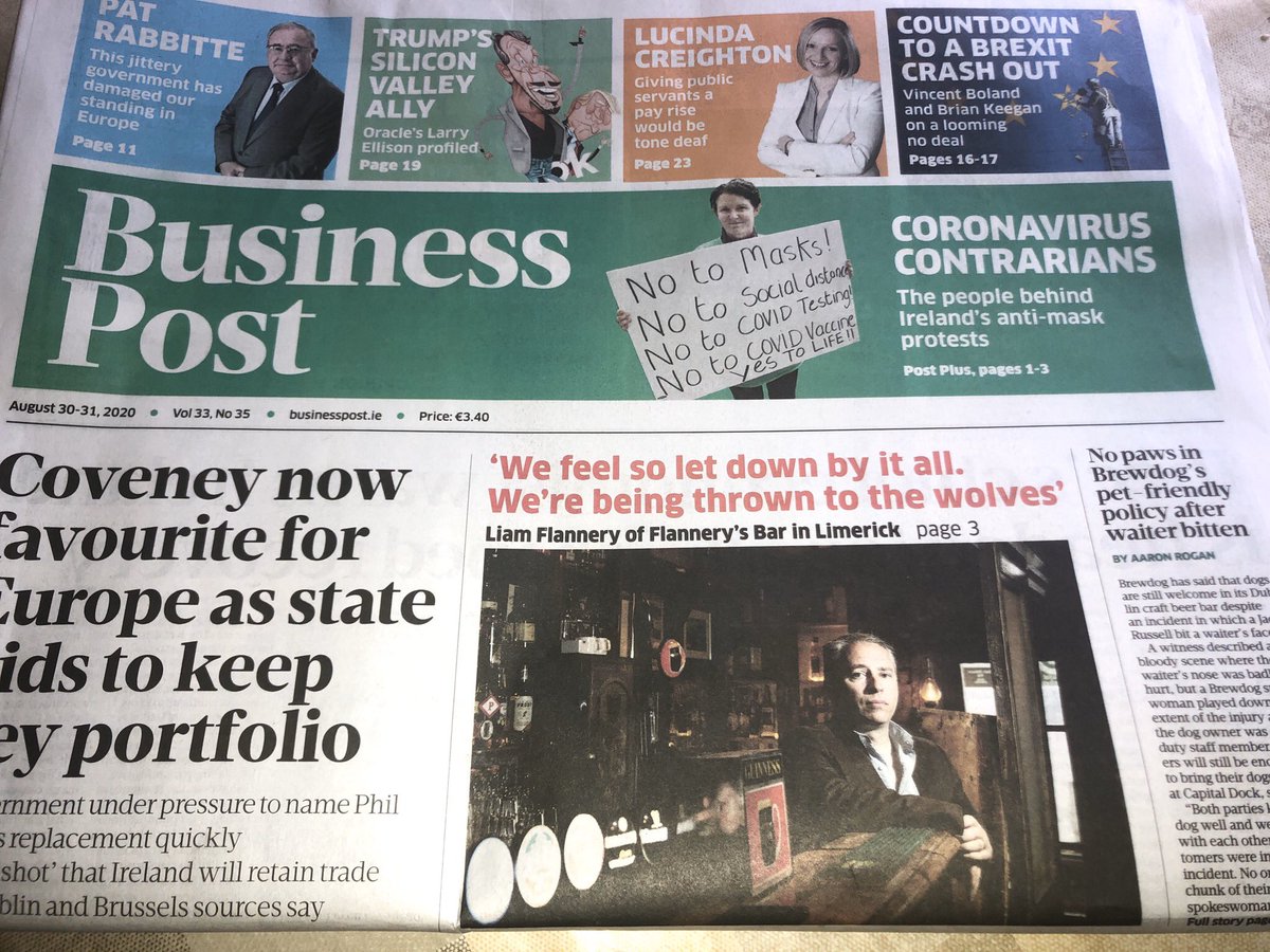 Many thanks to <a href="/peterodwyer1/">Peter O' Dwyer</a> of <a href="/businessposthq/">Business Post</a> for covering the Government’s €16m support package for the 3,500 bars that are still closed. This measure, best described as measly and underwhelming will do next to nothing to help these Hospitality businesses