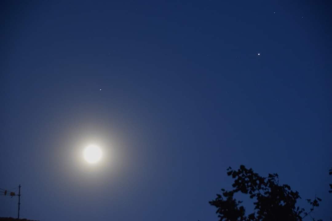 Jordiporta8's tweet photo. La Luna esta noche con Júpiter y Saturno, de madrugada ya aparecen las estrellas otoño - invierno ☔☃️ #Vilanovadescornalbou #cielosESA @AstroAventura @El_Universo_Hoy @maiz_julio @DubnHG1 @astrofotografia https://t.co/6b42HsWvNm