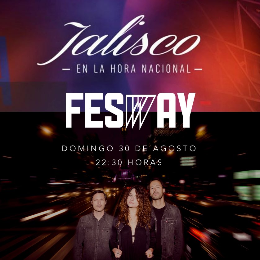 fesway_fsy's tweet photo. Hoy estaremos en #LaHoraNacional #Jalisco platicando sobre #FESWAY y nuestra nominación al #Ariel2020 por “Mejor Música Original” de @AsfixiaPelicula 
Nos escuchamos a las 22:30 hrs. https://t.co/kfqt0WpoYi