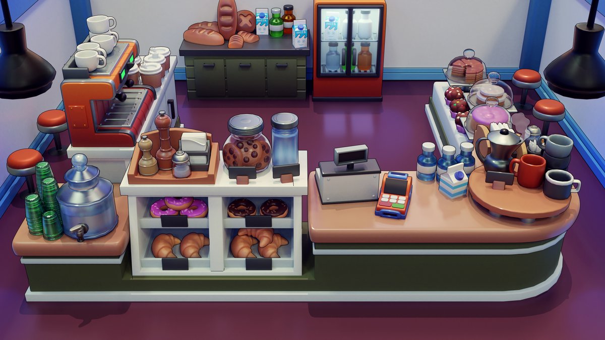 carlos_ccfh's tweet image. I think I&apos;ll open a coffee shop/bakery when I retire :D #Blender3d #b3d #gameart #3dart