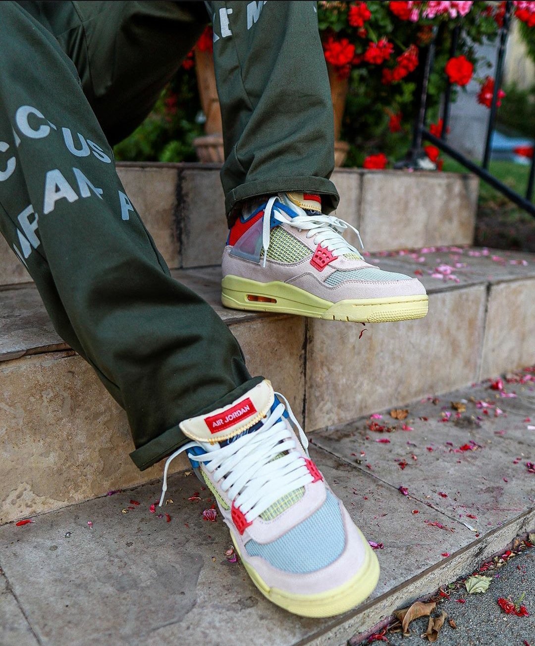 jordan 4 union guava ice on feet