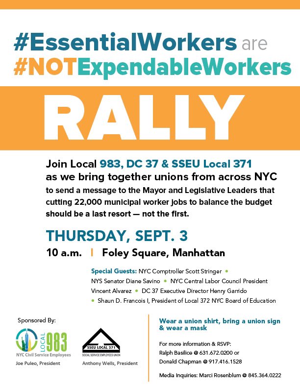 DC37nyc's tweet photo. #local983 #local372 #sseulocal371 #nolayoffs #@DistCouncil37 #rally #leadingtheway https://t.co/YHmiNeP3qu