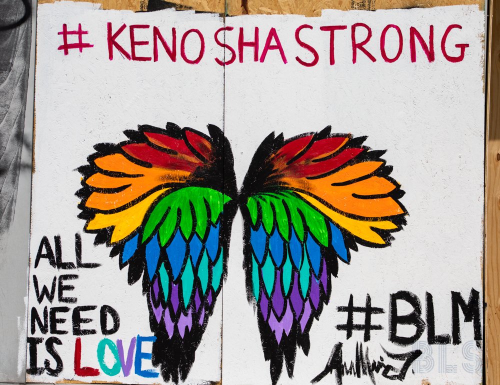 AdamsChar's tweet photo. Kenosha Wisconsin made the National News! Not for being the beautiful peaceful city that it is but for show casing the radical devide that has be increasingly growing in our country.We all need to open our hearts and love one another.  #blacklivesmatter #kenoshastrong https://t.co/Bdz2ANneAp