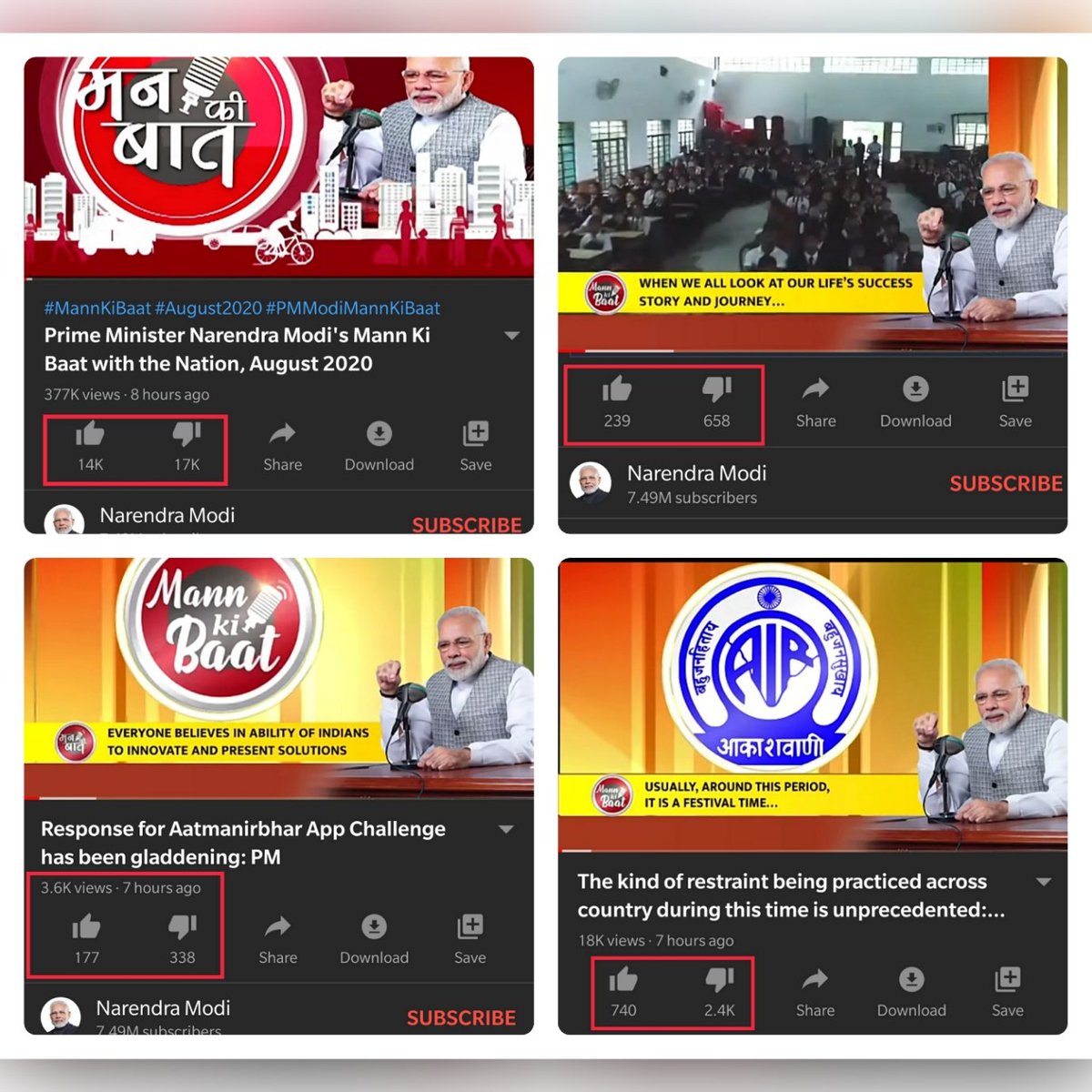 zoo_bear's tweet photo. When #Sadak2 trailer got more dislikes, Several news channels reported about it.  Now that PM Modi's YouTube page with 7.5 Million subscribers got more dislikes for his #MannKiBaat videos, They've quitely ignored. 
 #Mann_Ki_Nahi_Student_Ki_Baat https://t.co/MYMrt7NCBQ