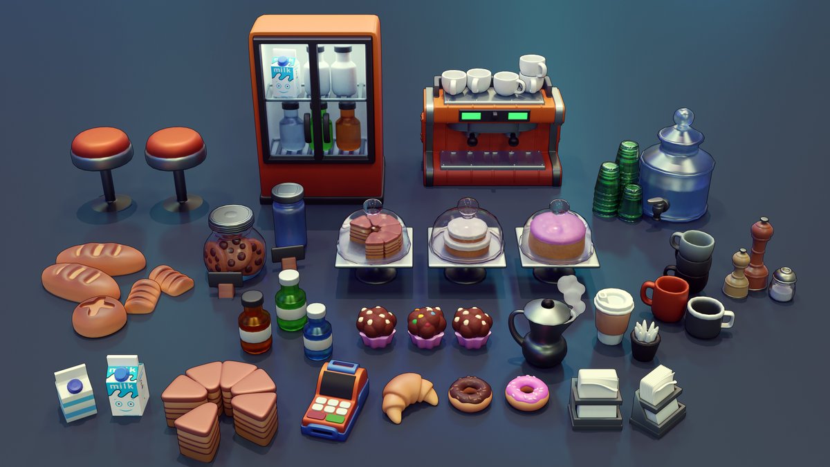 carlos_ccfh's tweet image. I think I&apos;ll open a coffee shop/bakery when I retire :D #Blender3d #b3d #gameart #3dart