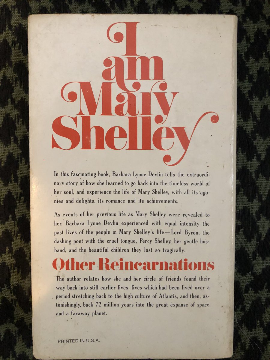 I love Mary Shelley but I cannot claim, like this author, to be her reincarnation (alas). Thanks to my colleague in the Gothic Sisterhood  @queenofbithynia for introducing me to this wild ride.