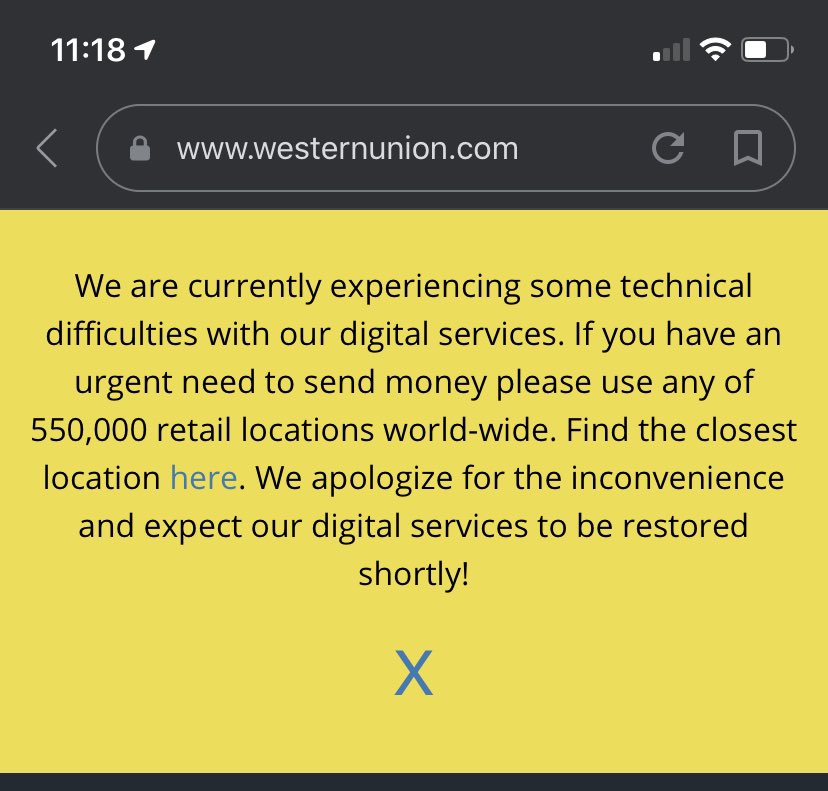 RemitFree's tweet photo. Use our site to find alternatives as Western Union is also experiencing some technical difficulties. #Remitfree #MoneyTransfer Options include  #Remitly #Sendwave #Xoom #WorldRemit https://t.co/lsXTBaUFiC