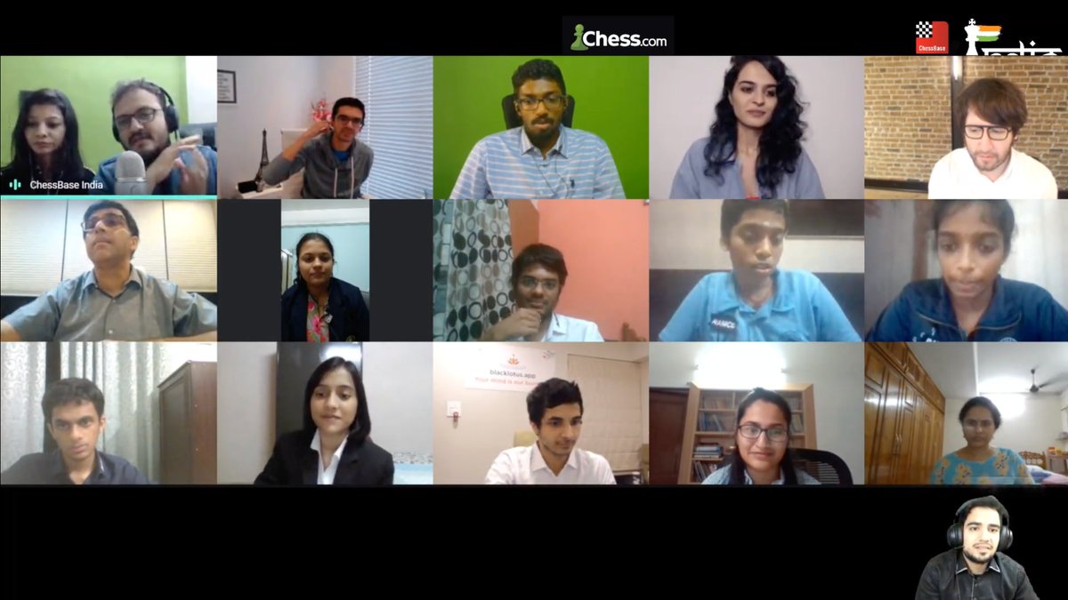 sujithroyal1's tweet photo. "Congratulations India"
Sharing the gold with Russia. That's a really good roll. 

#ChesOlympiad #Chess

Thank you for inviting the whole team to your stream. 
@ReheSamay. This probably is the best picture of the day. https://t.co/LfXstPe0ac