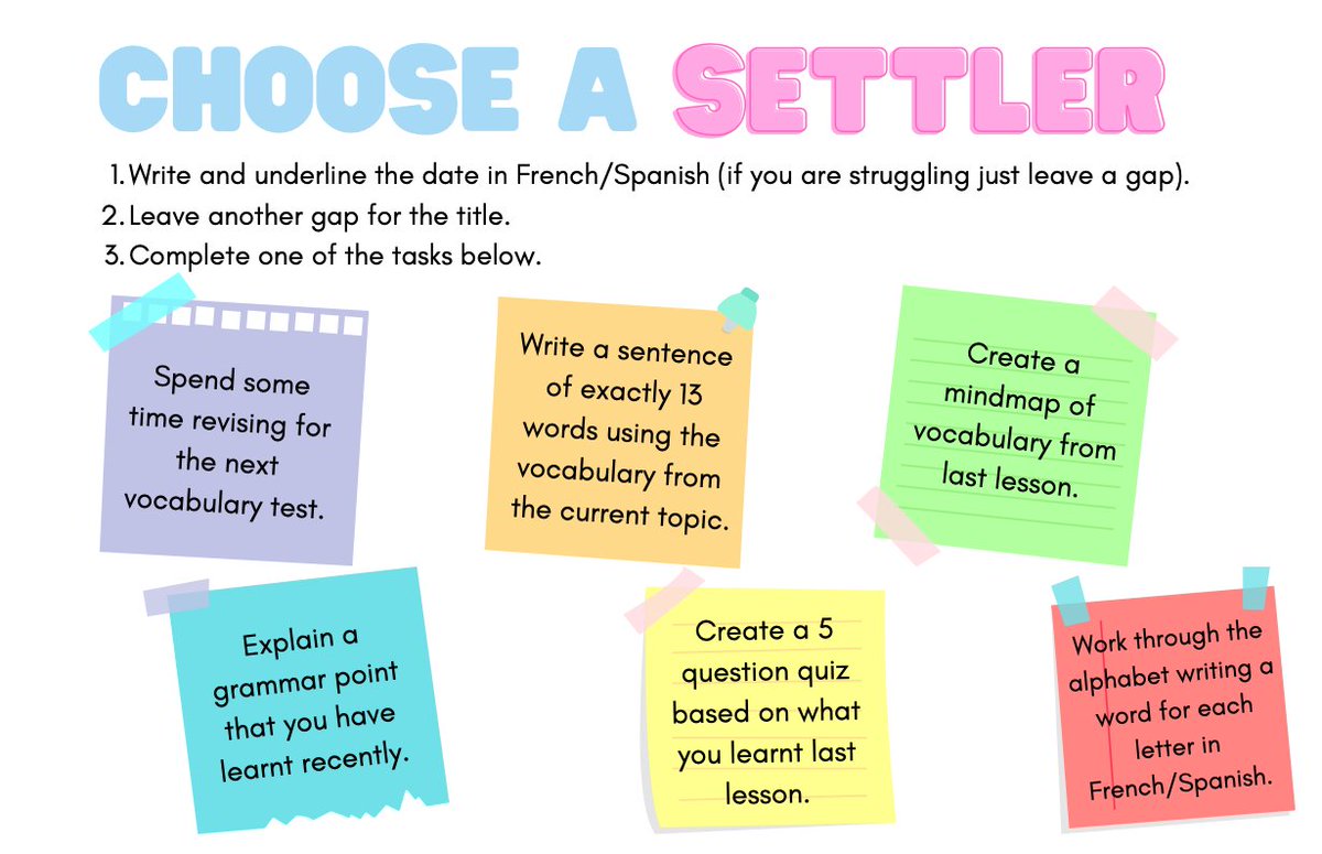 morganmfl's tweet photo. Thank you to @Mariade53969789 and @campello_mfl for the inspiration for this. Hoping to get these stuck into student exercise books for them to complete while I'm setting up the lesson. https://t.co/TL6IaBPIhP