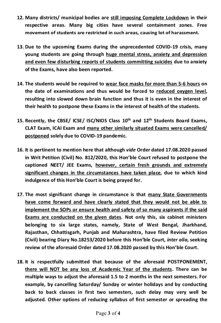 advocate_alakh's tweet photo. A 17-year old JEE aspirant has submitted a Letter today to Hon’ble CJI, Supreme Court, praying to Postpone NEET-JEE in view of COVID pandemic &amp; flood crisis in our country.

As he is a minor, I have provided him my assistance, on his request, to submit his letter to Hon’ble CJI🙏🏻 https://t.co/GT3582a0iZ
