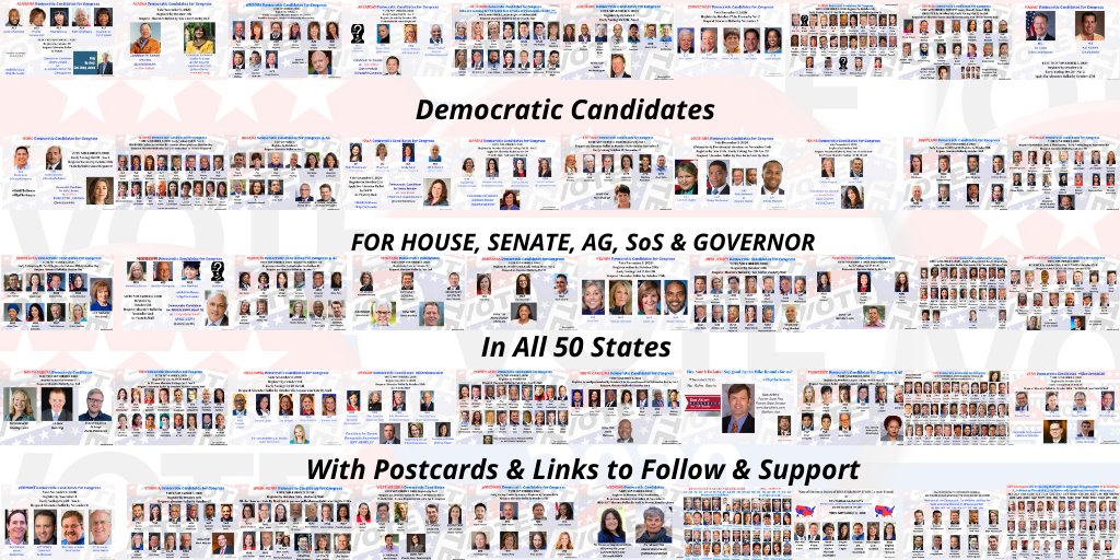 Want to check out Democratic Candidates? I've done a page on my website with ALL 50 STATES  #Congress2020, Govs, AGs & morePostcards & Links to Follow & Support each & every Candidate (post-primaries)  https://www.postcardsforamerica.com/all-democratic-candidates-by-state.htmlAND   https://www.postcardsforamerica.com/all-dem-candidates-postcards-tweets--posts.html #PostcardsforAmerica