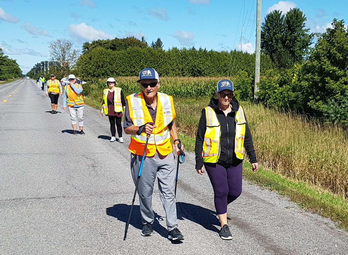 . @CrystalMackay32 says her father's determination has inspired so many people. Mackay is 82, legally blind and has diabetes, but is walking 12-14 kms a day, rain or shine. He plans to reach  @CHEO Sept. 3, capping off his 10-day 129-kilometre trek.