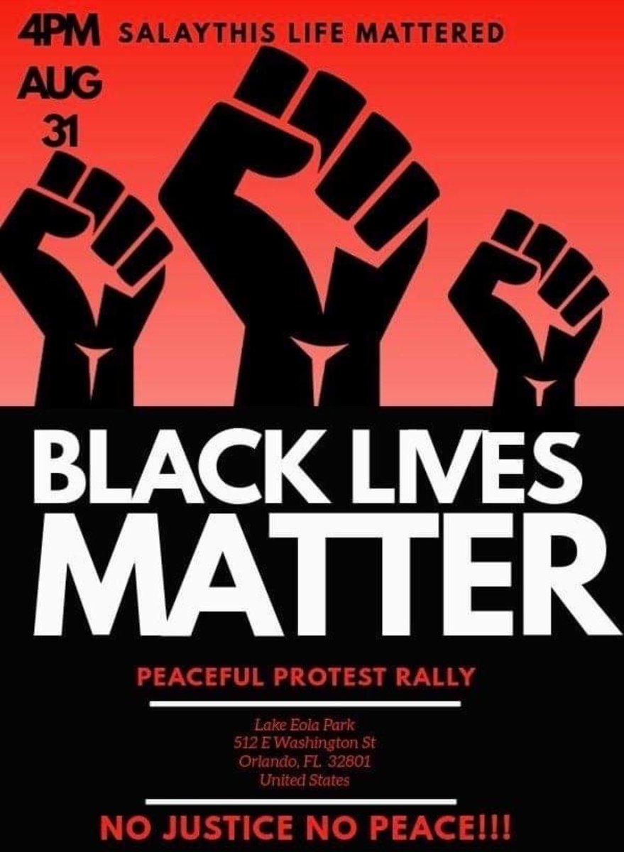 OrlandOFFs's tweet photo. Join us monday
Lake Eola

#JusticeForSalaythis #Orlando #florida #NoJusticeNoPeace #PoliceBrutality #OFF #OrlandoFreedomFighters #PeacefulProtests https://t.co/WW8irsjdxj